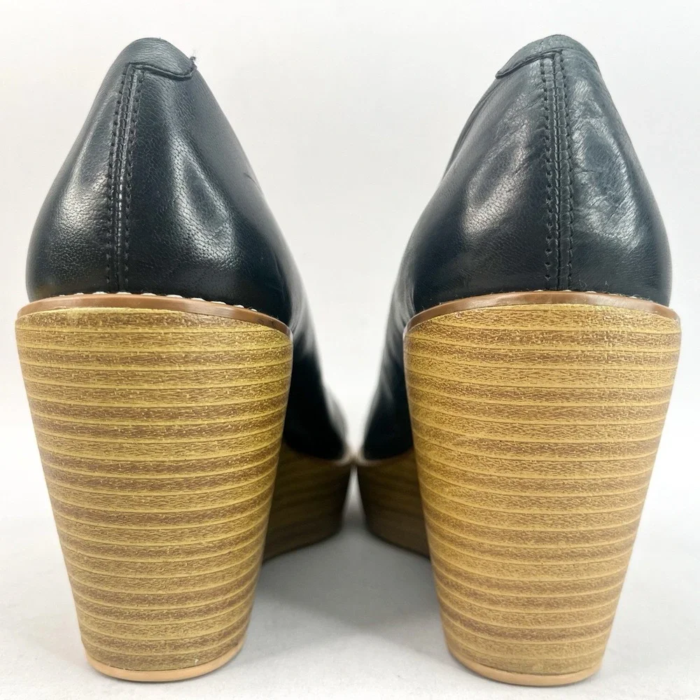 Vagabond Womens 39 9 Florence Pumps Wedge Shoes Black Leather Slip On High Heels